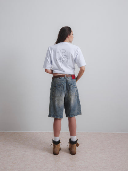 SANDY BLUE DOUBLE KNEE JORTS