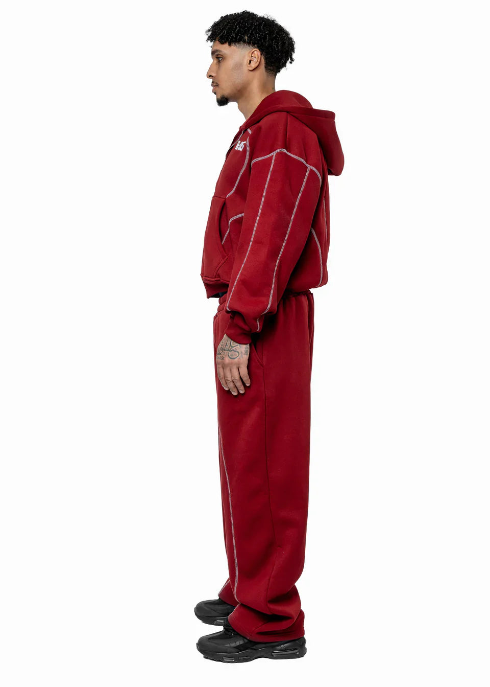 GREY LINE TRACKSUIT RED