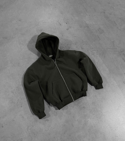 MILITARY GREEN ZIP HOODIE