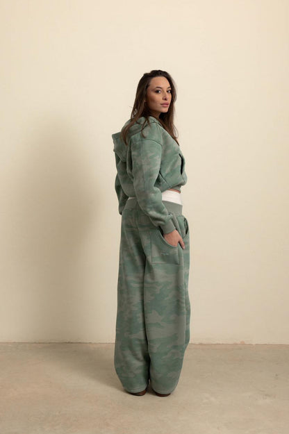 SAGE GREEN CAMO ZIP HOODIE