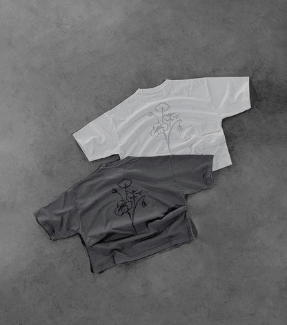 SMOKE GREY FLOWER TEE