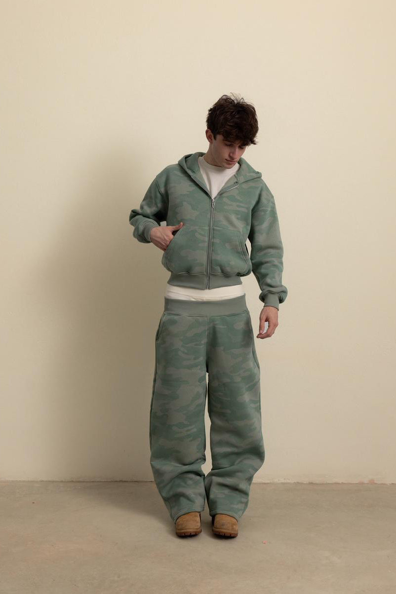 SAGE GREEN CAMO ZIP HOODIE